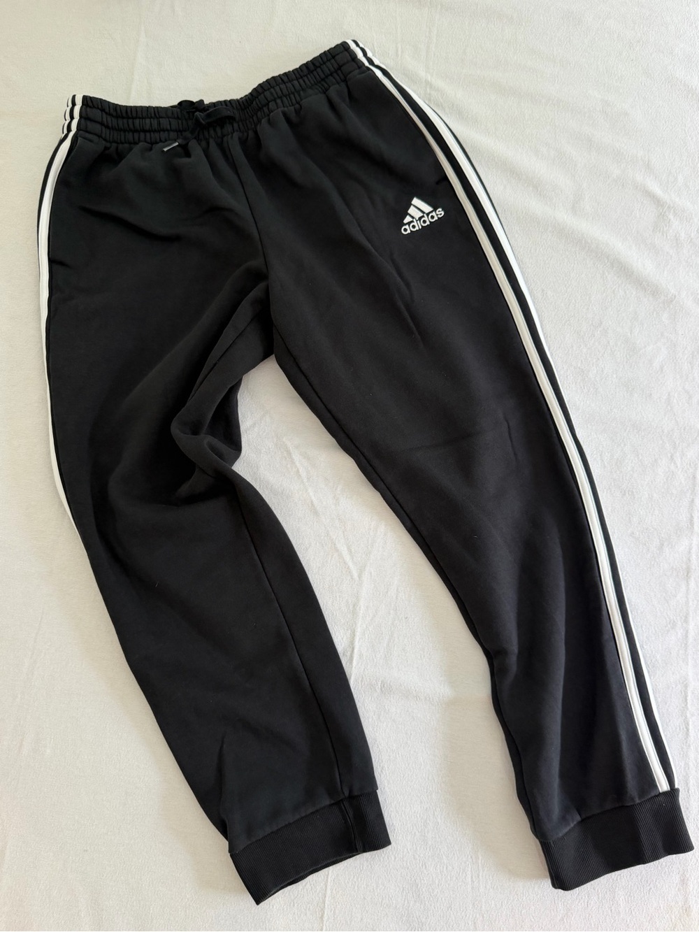 Adidas Mens Black Jogger Track Pants with White Stripes Large - Picture 5 of 5